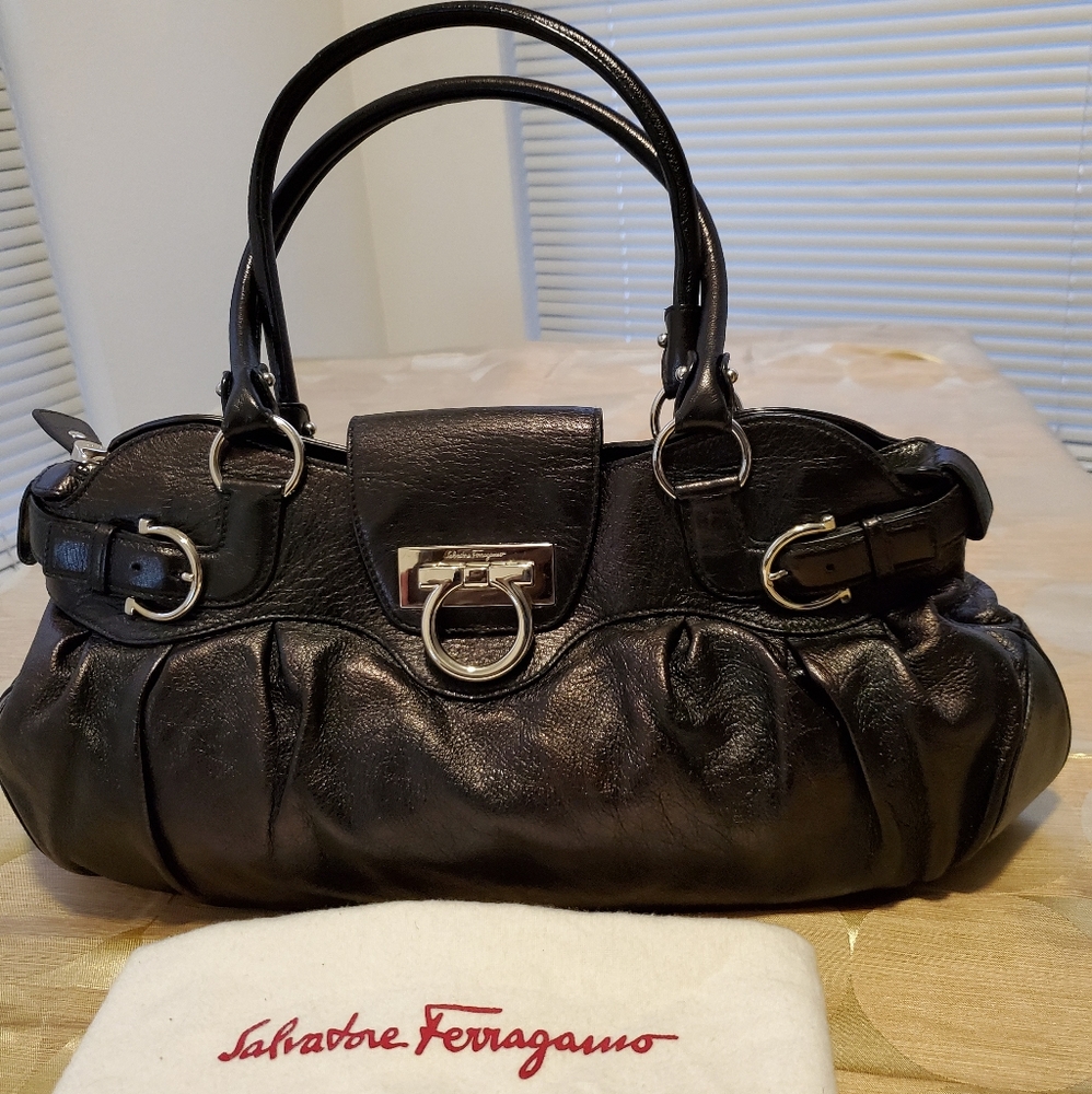 Salvatore Ferragamo Black Leather Handbag. Very good condition!!